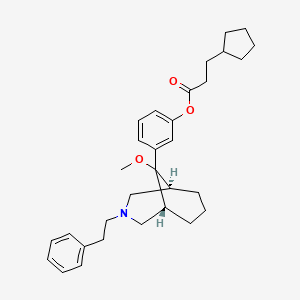 molecular formula C31H41NO3 B1196462 3-(beta-Phenylethyl)-9beta-methoxy-9-alpha-(m-(1-cyclopentyl-propionoxyphenyl))-3-azabicyclo(3,3,1)nonane CAS No. 135052-76-5
