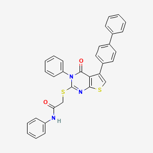 2-{[5-(biphenyl-4-yl)-4-oxo-3-phenyl-3,4-dihydrothieno[2,3-d]pyrimidin-2-yl]sulfanyl}-N-phenylacetamide