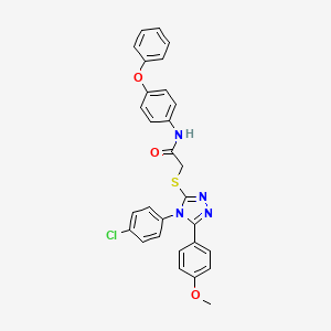 molecular formula C29H23ClN4O3S B11964709 2-[4-(4-chlorophenyl)-5-(4-methoxyphenyl)(1,2,4-triazol-3-ylthio)]-N-(4-phenox yphenyl)acetamide 