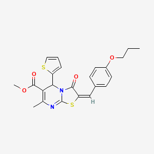 Methyl (2E)-7-methyl-3-oxo-2-(4-propoxybenzylidene)-5-(2-thienyl)-2,3-dihydro-5H-[1,3]thiazolo[3,2-A]pyrimidine-6-carboxylate