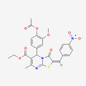 ethyl (2E)-5-[4-(acetyloxy)-3-methoxyphenyl]-7-methyl-2-(4-nitrobenzylidene)-3-oxo-2,3-dihydro-5H-[1,3]thiazolo[3,2-a]pyrimidine-6-carboxylate