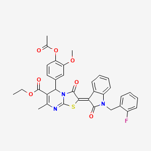 ethyl (2Z)-5-[4-(acetyloxy)-3-methoxyphenyl]-2-[1-(2-fluorobenzyl)-2-oxo-1,2-dihydro-3H-indol-3-ylidene]-7-methyl-3-oxo-2,3-dihydro-5H-[1,3]thiazolo[3,2-a]pyrimidine-6-carboxylate