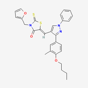 molecular formula C29H27N3O3S2 B11964965 (5Z)-5-{[3-(4-Butoxy-3-methylphenyl)-1-phenyl-1H-pyrazol-4-YL]methylene}-3-(2-furylmethyl)-2-thioxo-1,3-thiazolidin-4-one 