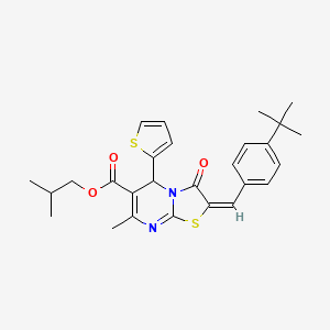 2-methylpropyl (2E)-2-(4-tert-butylbenzylidene)-7-methyl-3-oxo-5-(thiophen-2-yl)-2,3-dihydro-5H-[1,3]thiazolo[3,2-a]pyrimidine-6-carboxylate