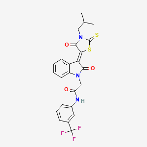 molecular formula C24H20F3N3O3S2 B11964989 2-[(3Z)-3-(3-Isobutyl-4-oxo-2-thioxo-1,3-thiazolidin-5-ylidene)-2-oxo-2,3-dihydro-1H-indol-1-YL]-N-[3-(trifluoromethyl)phenyl]acetamide 