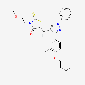 (5Z)-5-({3-[4-(isopentyloxy)-3-methylphenyl]-1-phenyl-1H-pyrazol-4-yl}methylene)-3-(2-methoxyethyl)-2-thioxo-1,3-thiazolidin-4-one