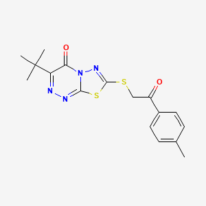 molecular formula C17H18N4O2S2 B1196500 3-Tert-butyl-7-[[2-(4-methylphenyl)-2-oxoethyl]thio]-[1,3,4]thiadiazolo[2,3-c][1,2,4]triazin-4-one 