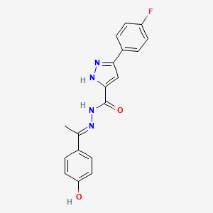 molecular formula C18H15FN4O2 B11965002 3-(4-fluorophenyl)-N'-[(1E)-1-(4-hydroxyphenyl)ethylidene]-1H-pyrazole-5-carbohydrazide 