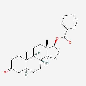 molecular formula C26H40O3 B1196503 17beta-Hydroxy-5alpha-androstan-3-one cyclohexanecarboxylate CAS No. 20592-38-5
