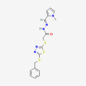 molecular formula C17H17N5OS3 B11965038 2-{[5-(benzylsulfanyl)-1,3,4-thiadiazol-2-yl]sulfanyl}-N'-[(E)-(1-methyl-1H-pyrrol-2-yl)methylidene]acetohydrazide 