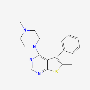 molecular formula C19H22N4S B11965046 4-(4-Ethylpiperazin-1-yl)-6-methyl-5-phenylthieno[2,3-d]pyrimidine 