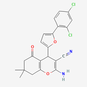 2-amino-4-[5-(2,4-dichlorophenyl)furan-2-yl]-7,7-dimethyl-5-oxo-5,6,7,8-tetrahydro-4H-chromene-3-carbonitrile