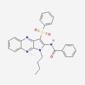 molecular formula C27H24N4O3S B11965077 N-(1-Butyl-3-(phenylsulfonyl)-1H-pyrrolo(2,3-B)quinoxalin-2-YL)benzamide 