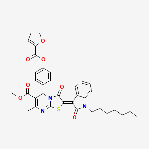 methyl (2Z)-5-{4-[(furan-2-ylcarbonyl)oxy]phenyl}-2-(1-heptyl-2-oxo-1,2-dihydro-3H-indol-3-ylidene)-7-methyl-3-oxo-2,3-dihydro-5H-[1,3]thiazolo[3,2-a]pyrimidine-6-carboxylate