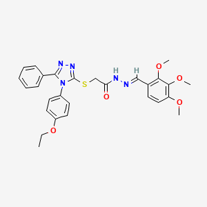 molecular formula C28H29N5O5S B11965130 2-{[4-(4-ethoxyphenyl)-5-phenyl-4H-1,2,4-triazol-3-yl]sulfanyl}-N'-[(E)-(2,3,4-trimethoxyphenyl)methylidene]acetohydrazide 