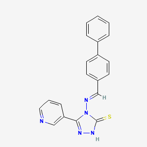 4-{[(E)-[1,1'-biphenyl]-4-ylmethylidene]amino}-5-(3-pyridinyl)-4H-1,2,4-triazol-3-yl hydrosulfide