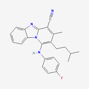 molecular formula C24H23FN4 B11965281 1-[(4-Fluorophenyl)amino]-3-methyl-2-(3-methylbutyl)pyrido[1,2-a]benzimidazole-4-carbonitrile 