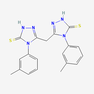 molecular formula C19H18N6S2 B11965313 4-(3-Methylphenyl)-5-{[4-(3-methylphenyl)-5-sulfanyl-4H-1,2,4-triazol-3-YL]methyl}-4H-1,2,4-triazol-3-YL hydrosulfide 