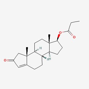 B1196536 17beta-Hydroxy-A-norandrost-3(5)-en-2-one propionate CAS No. 7527-89-1