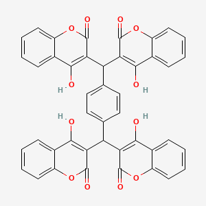 molecular formula C44H26O12 B11965366 3-[[4-[Bis(4-hydroxy-2-oxo-chromen-3-yl)methyl]phenyl]-(4-hydroxy-2-oxo-chromen-3-yl)methyl]-4-hydroxy-chromen-2-one 