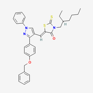 molecular formula C34H35N3O2S2 B11965391 (5Z)-5-({3-[4-(benzyloxy)phenyl]-1-phenyl-1H-pyrazol-4-yl}methylidene)-3-(2-ethylhexyl)-2-thioxo-1,3-thiazolidin-4-one 