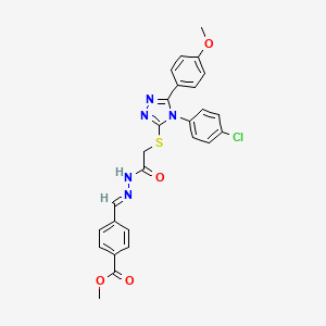 molecular formula C26H22ClN5O4S B11965459 methyl 4-{(E)-[2-({[4-(4-chlorophenyl)-5-(4-methoxyphenyl)-4H-1,2,4-triazol-3-yl]sulfanyl}acetyl)hydrazinylidene]methyl}benzoate 