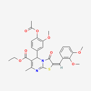 ethyl (2E)-5-[4-(acetyloxy)-3-methoxyphenyl]-2-(2,3-dimethoxybenzylidene)-7-methyl-3-oxo-2,3-dihydro-5H-[1,3]thiazolo[3,2-a]pyrimidine-6-carboxylate