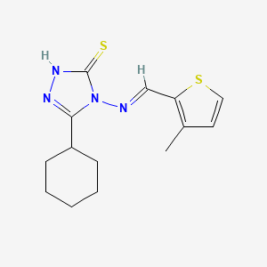 5-cyclohexyl-4-{[(E)-(3-methyl-2-thienyl)methylidene]amino}-4H-1,2,4-triazole-3-thiol