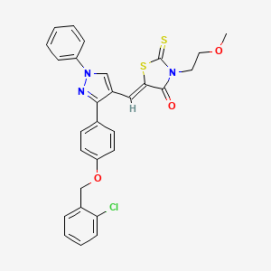 (5Z)-5-[(3-{4-[(2-Chlorobenzyl)oxy]phenyl}-1-phenyl-1H-pyrazol-4-YL)methylene]-3-(2-methoxyethyl)-2-thioxo-1,3-thiazolidin-4-one