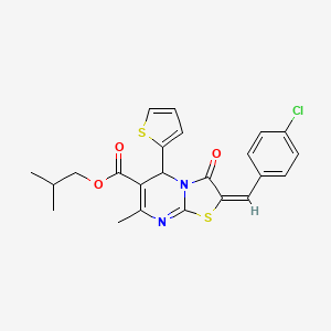 2-methylpropyl (2E)-2-(4-chlorobenzylidene)-7-methyl-3-oxo-5-(thiophen-2-yl)-2,3-dihydro-5H-[1,3]thiazolo[3,2-a]pyrimidine-6-carboxylate