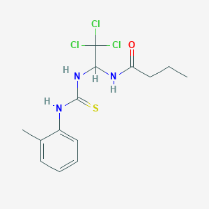 molecular formula C14H18Cl3N3OS B11965661 N-(2,2,2-trichloro-1-{[(2-methylphenyl)carbamothioyl]amino}ethyl)butanamide 