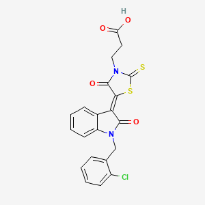 3-{(5Z)-5-[1-(2-chlorobenzyl)-2-oxo-1,2-dihydro-3H-indol-3-ylidene]-4-oxo-2-thioxo-1,3-thiazolidin-3-yl}propanoic acid