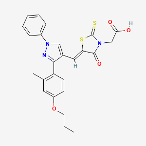 [(5Z)-5-{[3-(2-methyl-4-propoxyphenyl)-1-phenyl-1H-pyrazol-4-yl]methylidene}-4-oxo-2-thioxo-1,3-thiazolidin-3-yl]acetic acid