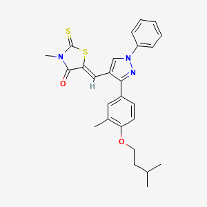 (5Z)-5-({3-[4-(Isopentyloxy)-3-methylphenyl]-1-phenyl-1H-pyrazol-4-YL}methylene)-3-methyl-2-thioxo-1,3-thiazolidin-4-one