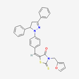 (5E)-5-[4-(3,5-Diphenyl-4,5-dihydro-1H-pyrazol-1-YL)benzylidene]-3-(2-furylmethyl)-2-thioxo-1,3-thiazolidin-4-one