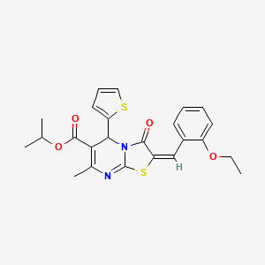 molecular formula C24H24N2O4S2 B11965819 Isopropyl (2E)-2-(2-ethoxybenzylidene)-7-methyl-3-oxo-5-(2-thienyl)-2,3-dihydro-5H-[1,3]thiazolo[3,2-A]pyrimidine-6-carboxylate 