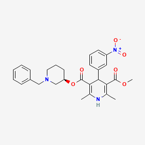 molecular formula C28H31N3O6 B1196583 5-O-[(3R)-1-苄基哌啶-3-基] 3-O-甲基 2,6-二甲基-4-(3-硝基苯基)-1,4-二氢吡啶-3,5-二羧酸酯 