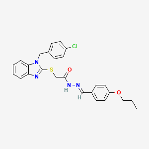 2-{[1-(4-chlorobenzyl)-1H-benzimidazol-2-yl]sulfanyl}-N'-[(E)-(4-propoxyphenyl)methylidene]acetohydrazide