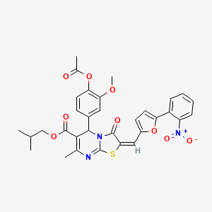 2-methylpropyl (2E)-5-[4-(acetyloxy)-3-methoxyphenyl]-7-methyl-2-{[5-(2-nitrophenyl)furan-2-yl]methylidene}-3-oxo-2,3-dihydro-5H-[1,3]thiazolo[3,2-a]pyrimidine-6-carboxylate