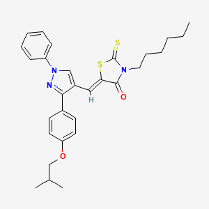 molecular formula C29H33N3O2S2 B11965912 (5Z)-3-Hexyl-5-{[3-(4-isobutoxyphenyl)-1-phenyl-1H-pyrazol-4-YL]methylene}-2-thioxo-1,3-thiazolidin-4-one 