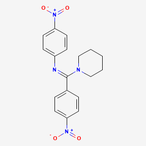 molecular formula C18H18N4O4 B11965925 (4-Nitro-phenyl)-((4-nitro-phenyl)-piperidin-1-YL-methylene)-amine CAS No. 62718-40-5