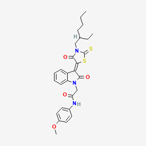 molecular formula C28H31N3O4S2 B11965977 2-{(3Z)-3-[3-(2-ethylhexyl)-4-oxo-2-thioxo-1,3-thiazolidin-5-ylidene]-2-oxo-2,3-dihydro-1H-indol-1-yl}-N-(4-methoxyphenyl)acetamide 