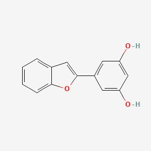 molecular formula C14H10O3 B1196598 1,3-苯二酚，5-(2-苯并呋喃基)- CAS No. 439900-83-1