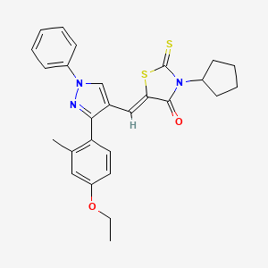 (5Z)-3-Cyclopentyl-5-{[3-(4-ethoxy-2-methylphenyl)-1-phenyl-1H-pyrazol-4-YL]methylene}-2-thioxo-1,3-thiazolidin-4-one