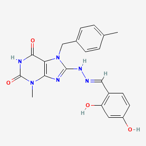 molecular formula C21H20N6O4 B11966252 2,4-Dihydroxybenzaldehyde [3-methyl-7-(4-methylbenzyl)-2,6-dioxo-2,3,6,7-tetrahydro-1H-purin-8-YL]hydrazone 