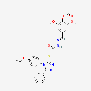 molecular formula C29H29N5O6S B11966259 4-{(E)-[({[4-(4-Ethoxyphenyl)-5-phenyl-4H-1,2,4-triazol-3-YL]sulfanyl}acetyl)hydrazono]methyl}-2,6-dimethoxyphenyl acetate 