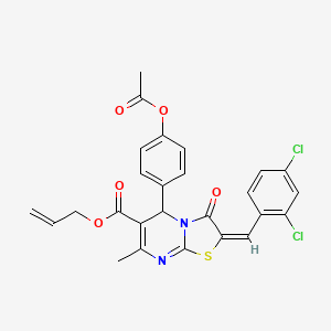 molecular formula C26H20Cl2N2O5S B11966296 Allyl (2E)-5-[4-(acetyloxy)phenyl]-2-(2,4-dichlorobenzylidene)-7-methyl-3-oxo-2,3-dihydro-5H-[1,3]thiazolo[3,2-A]pyrimidine-6-carboxylate 