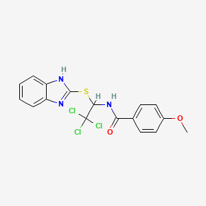 molecular formula C17H14Cl3N3O2S B11966337 N-[1-(1H-benzimidazol-2-ylsulfanyl)-2,2,2-trichloroethyl]-4-methoxybenzamide 