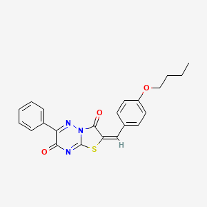 molecular formula C22H19N3O3S B11966400 (2E)-2-(4-butoxybenzylidene)-6-phenyl-7H-[1,3]thiazolo[3,2-b][1,2,4]triazine-3,7(2H)-dione 