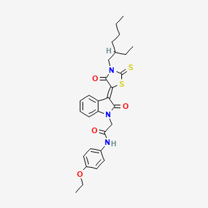 molecular formula C29H33N3O4S2 B11966448 N-(4-ethoxyphenyl)-2-{(3Z)-3-[3-(2-ethylhexyl)-4-oxo-2-thioxo-1,3-thiazolidin-5-ylidene]-2-oxo-2,3-dihydro-1H-indol-1-yl}acetamide 